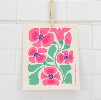 Hibiscus  Swedish Dishcloth - Reusable Sponge Cloth