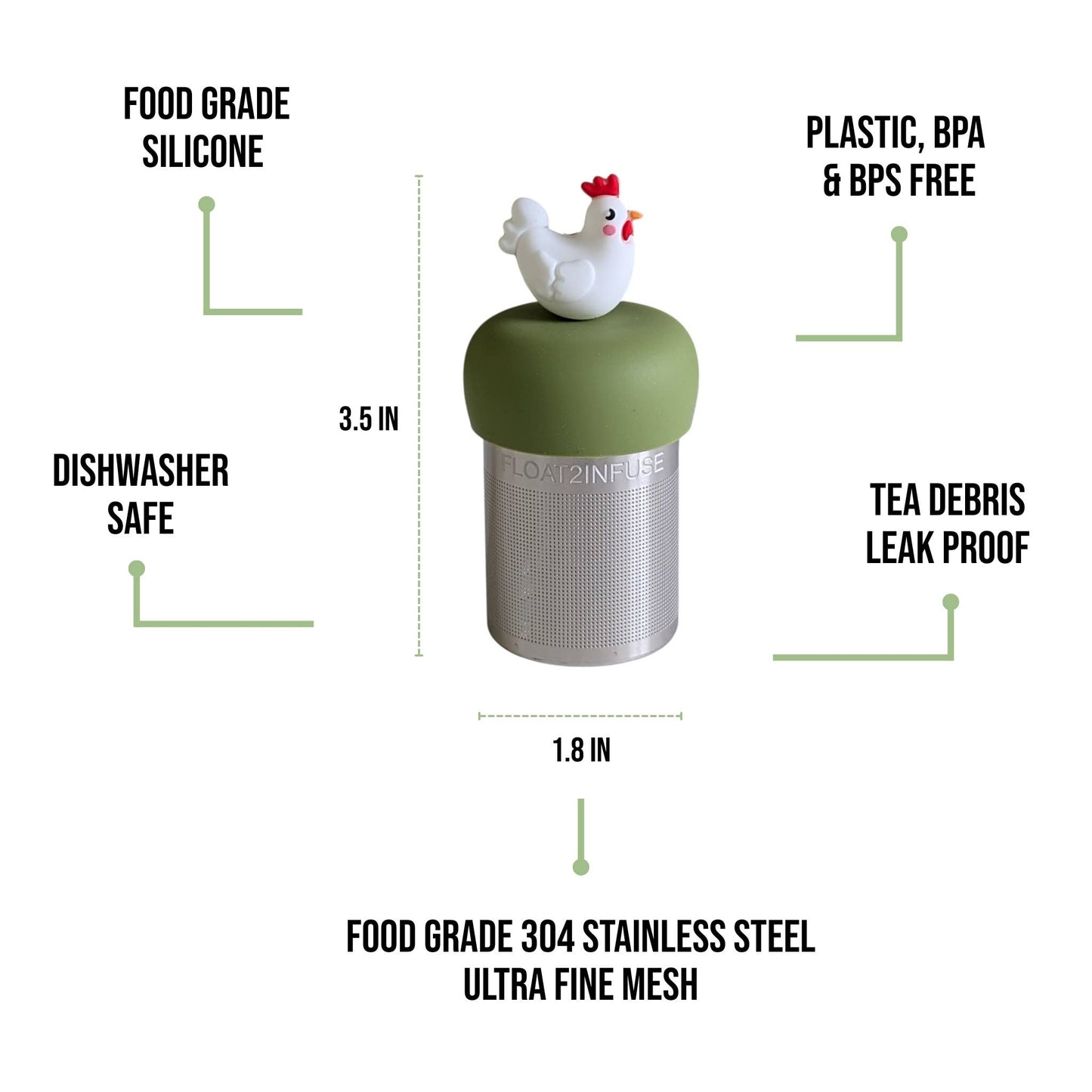 Chicken | Floating Tea Infuser | Green Base | White Chicken