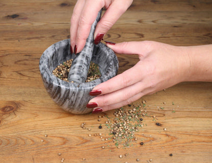 Marble Mortar & Pestle - Gray