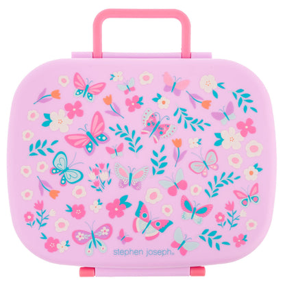 Bento Box with Removable Tray: Turquoise Floral