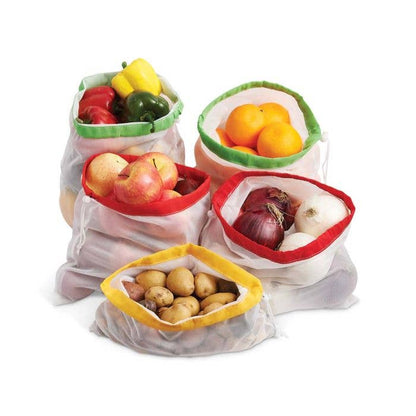 HIC Kitchen Reusable Mesh Produce Bags,  Set Of 5