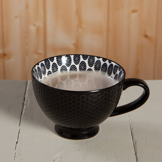 Black Stamped Latte Mug 14 oz