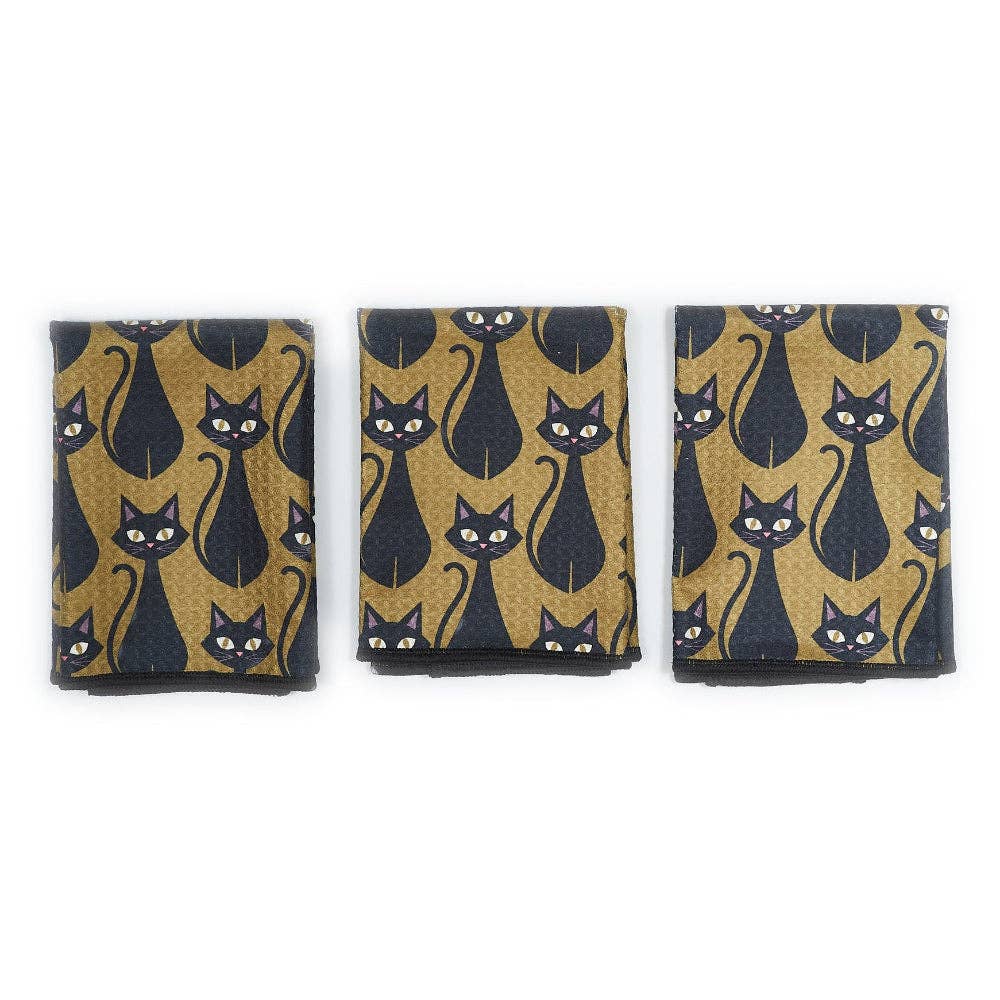 Mighty Mini Towel (Set of 3) Reversible - HJ Black Cat: Olive