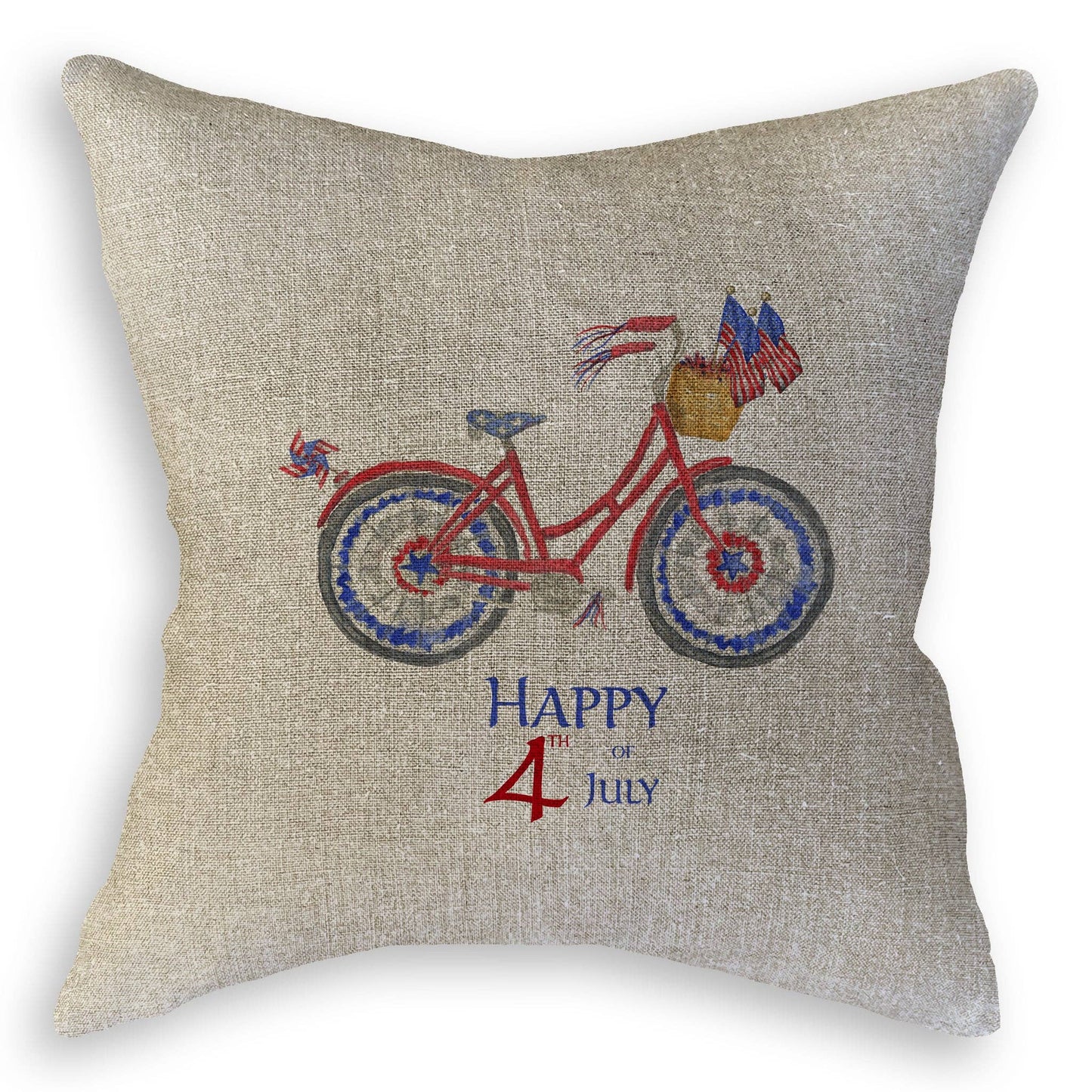 Patriotic Bike with Happy Fourth of July: Dishtowel / -