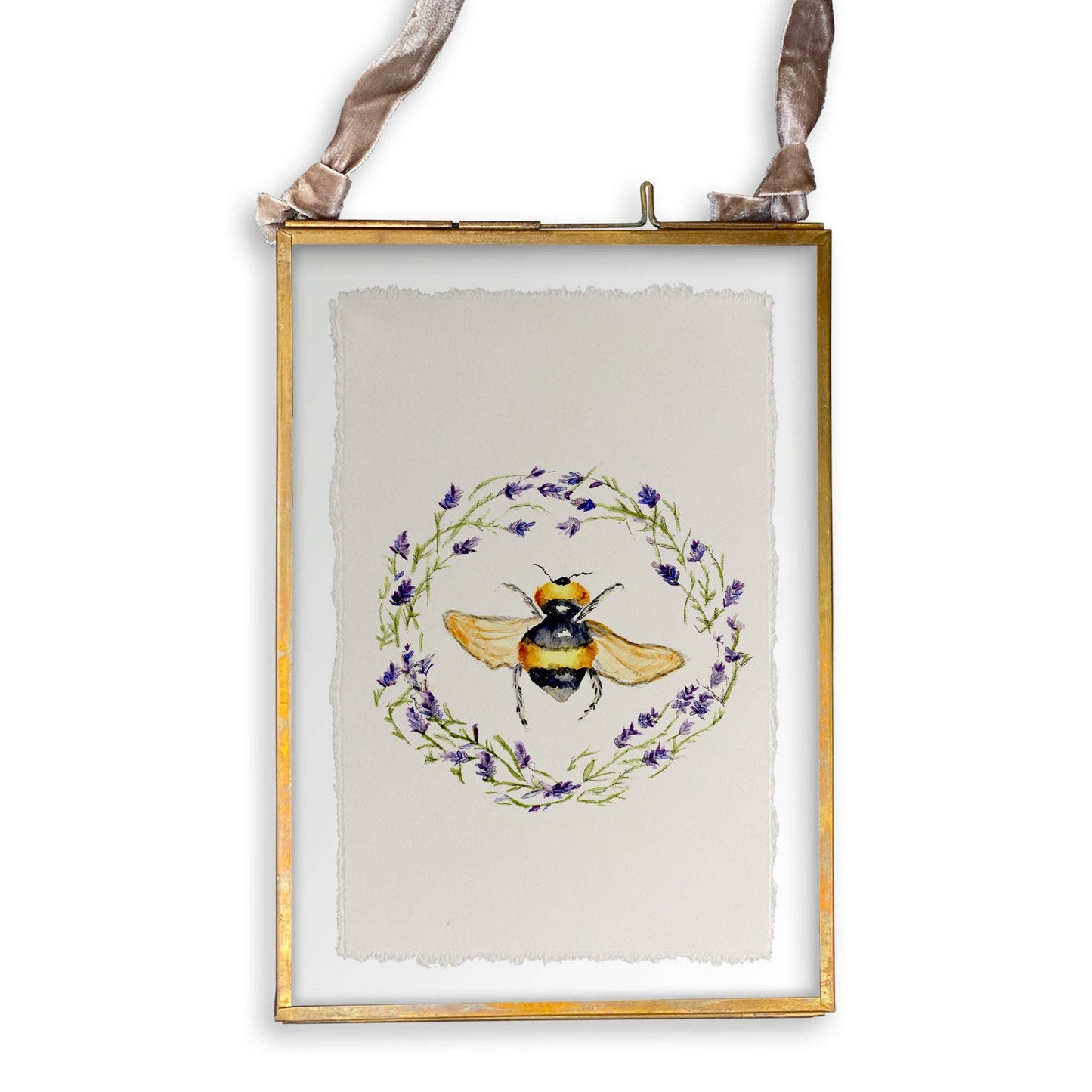Bee with Lavender Wreath: Dishtowel / -