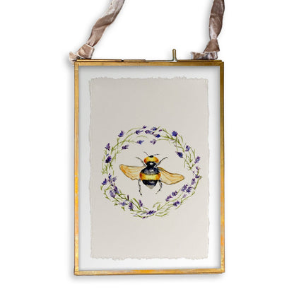 Bee with Lavender Wreath: Dishtowel / -