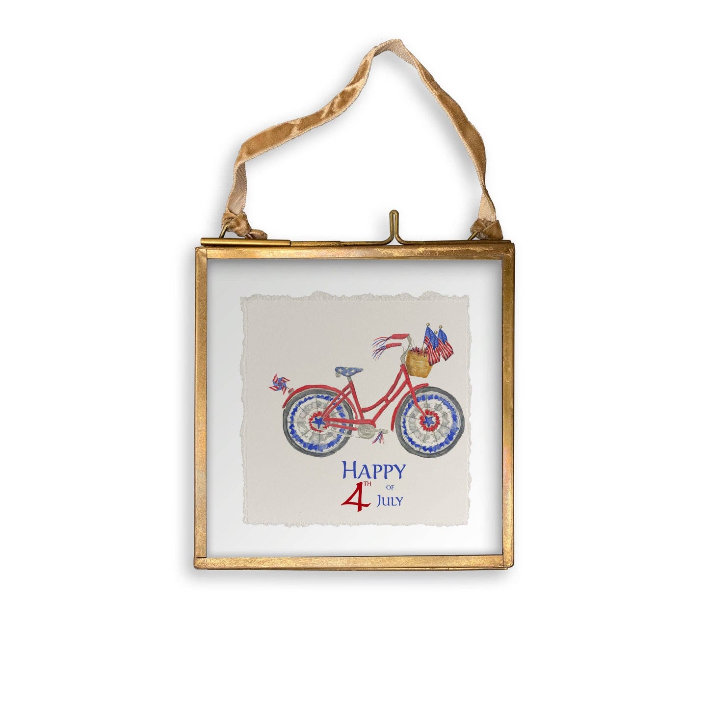Patriotic Bike with Happy Fourth of July: Dishtowel / -