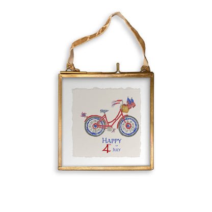 Patriotic Bike with Happy Fourth of July: Dishtowel / -