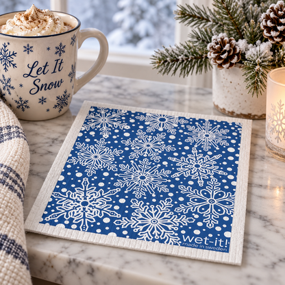 Winter Day Blue Swedish Dishcloth
