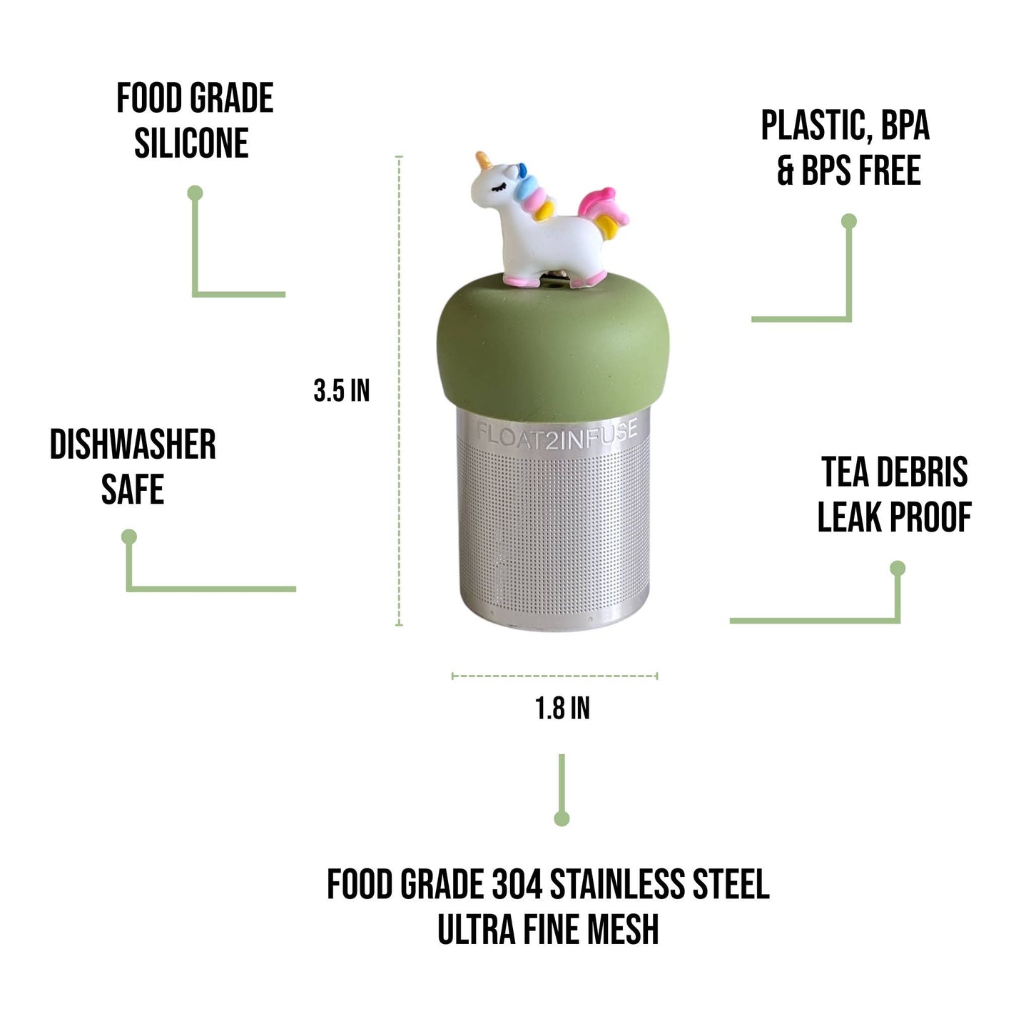 Sparkly Unicorn | Floating Tea Infuser | Green Base | White