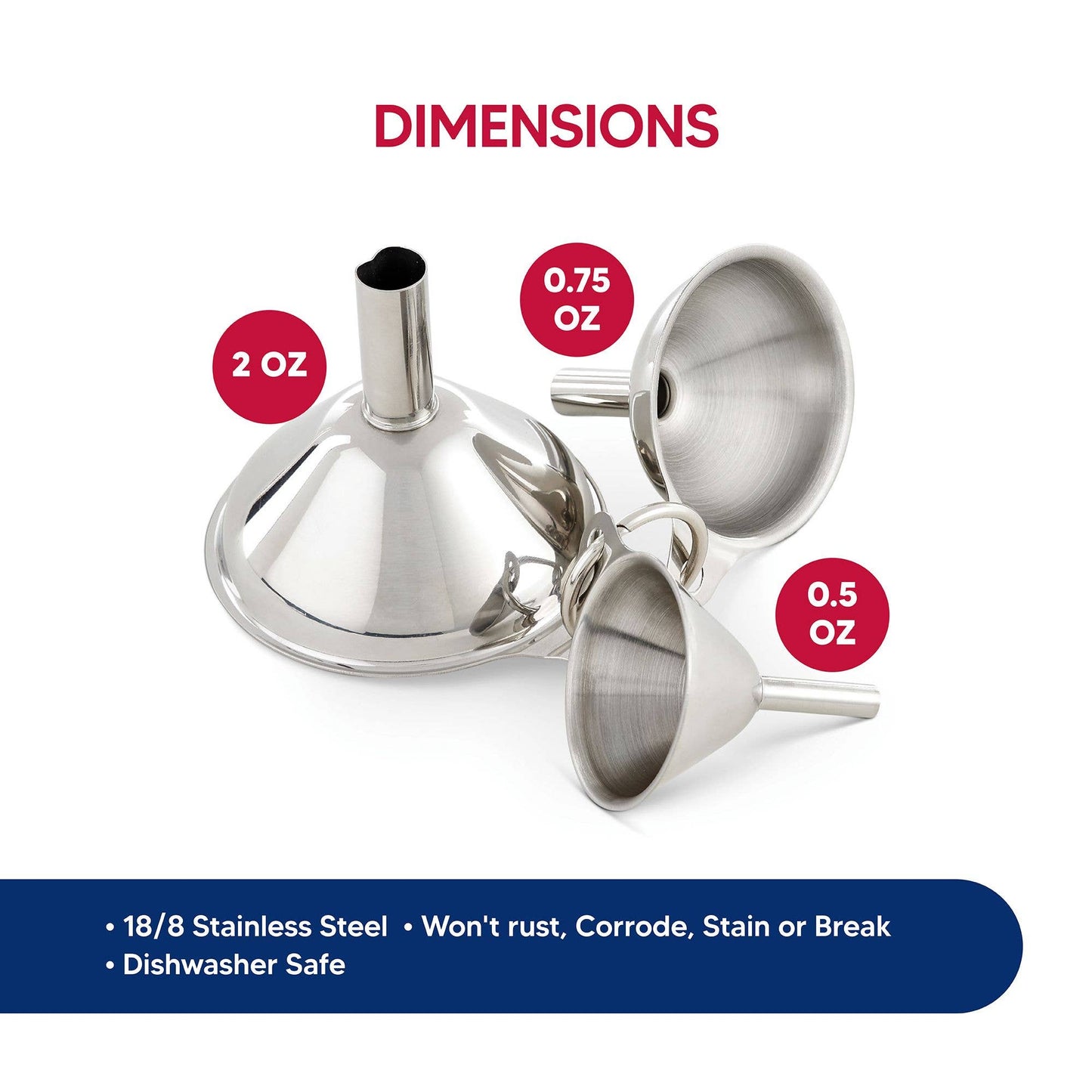 HIC Kitchen Condiment Funnel Set