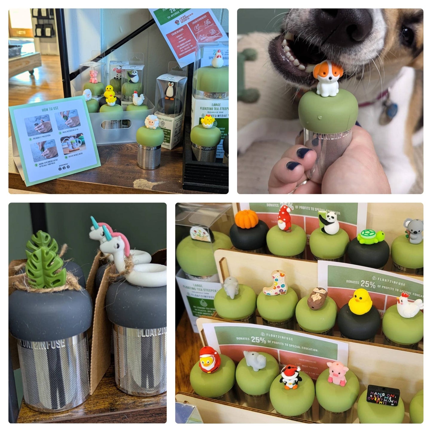 Black & White Cat | Floating Tea Infuser | Green Base