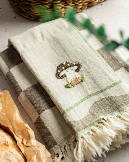 Mushroom - Hand-Stitched Kitchen Tea Towel Set