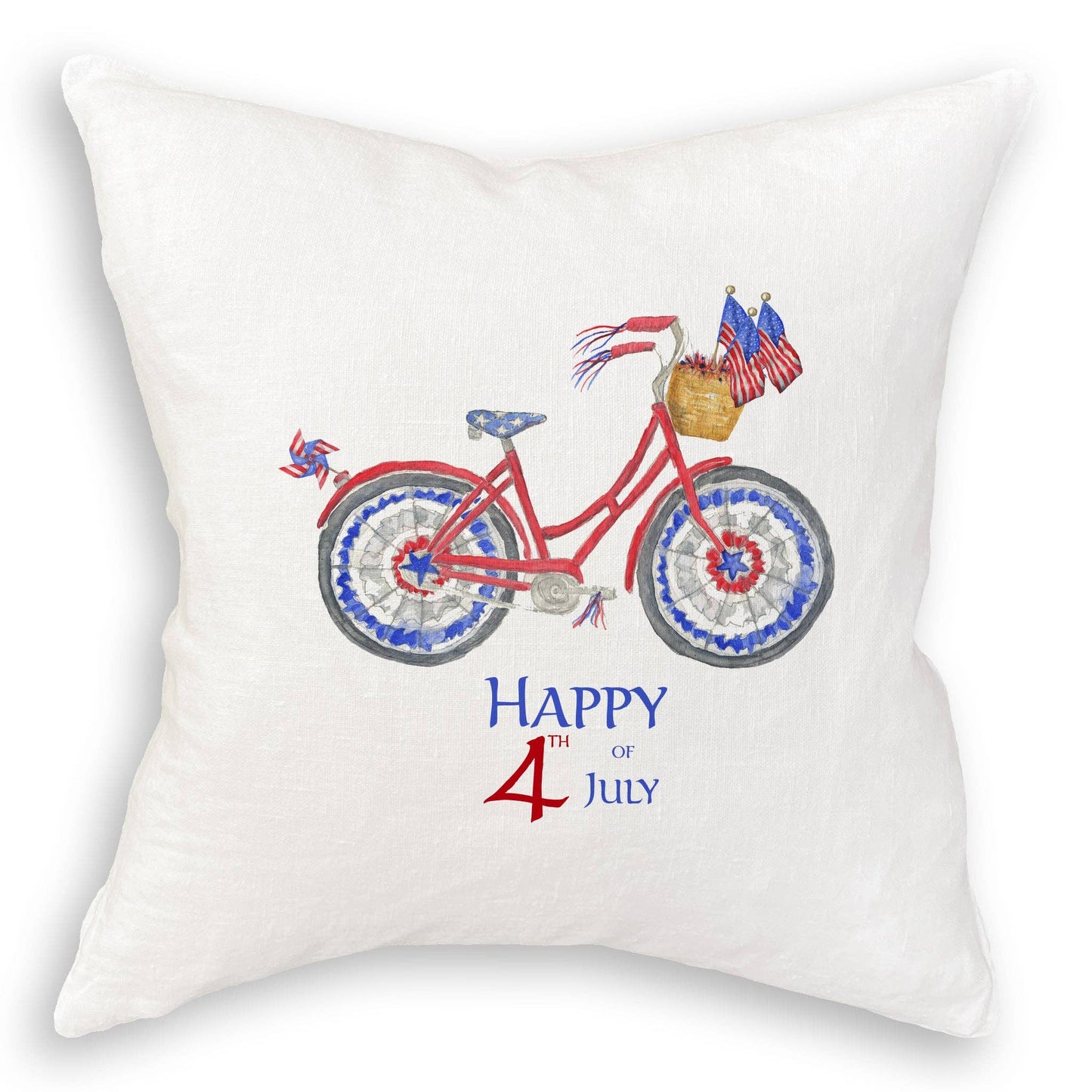 Patriotic Bike with Happy Fourth of July: Dishtowel / -