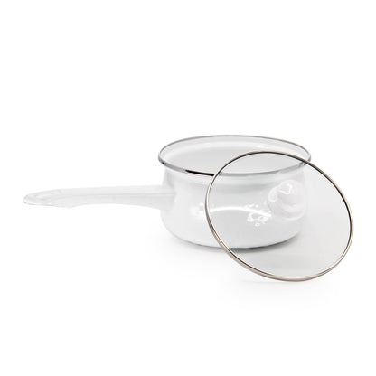 Golden Rabbit Enamelware Solid White Sauce Pan