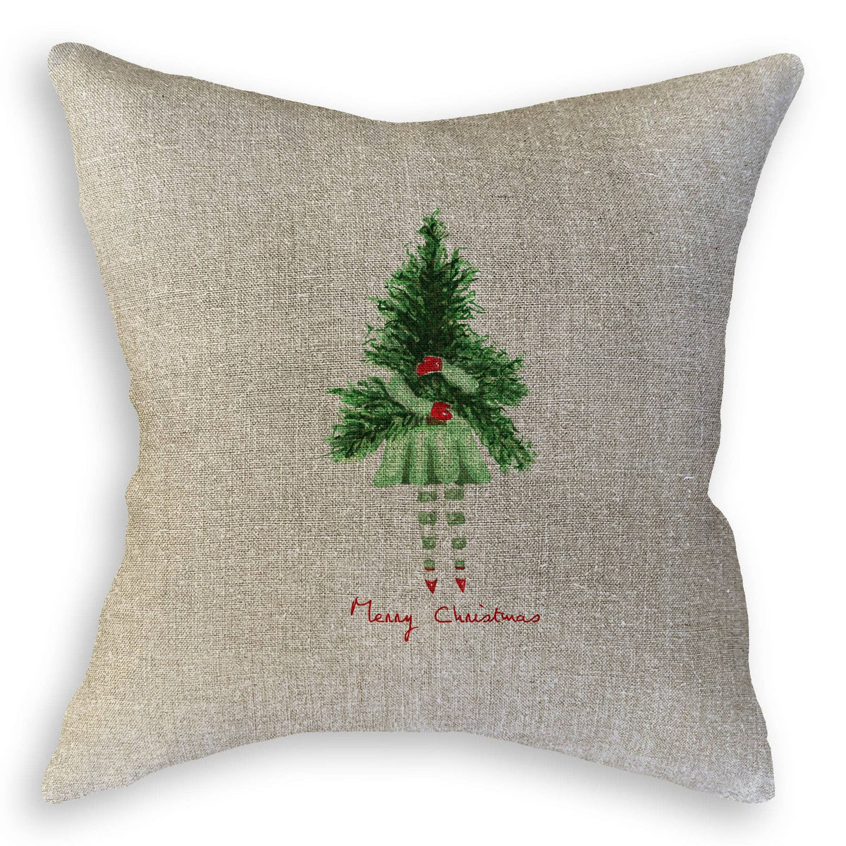 Lady with Christmas Tree: Dishtowel / Keep Words / -
