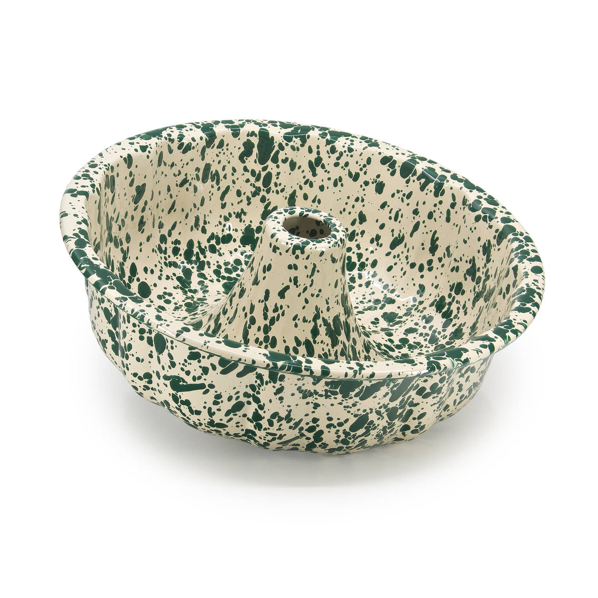 Splatter Enamelware Bundt Pan: Navy and Cream Splatter