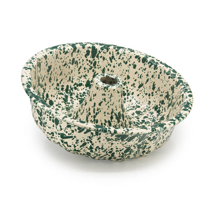 Splatter Enamelware Bundt Pan: Navy and Cream Splatter
