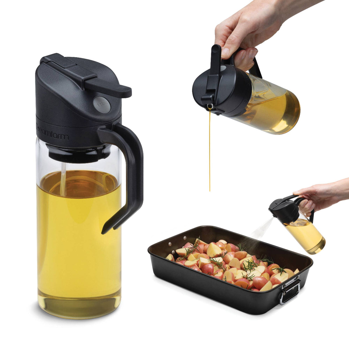 Oileroo® - No Clog Oil Sprayer, Pourer and 1 Tbsp Doser: Black