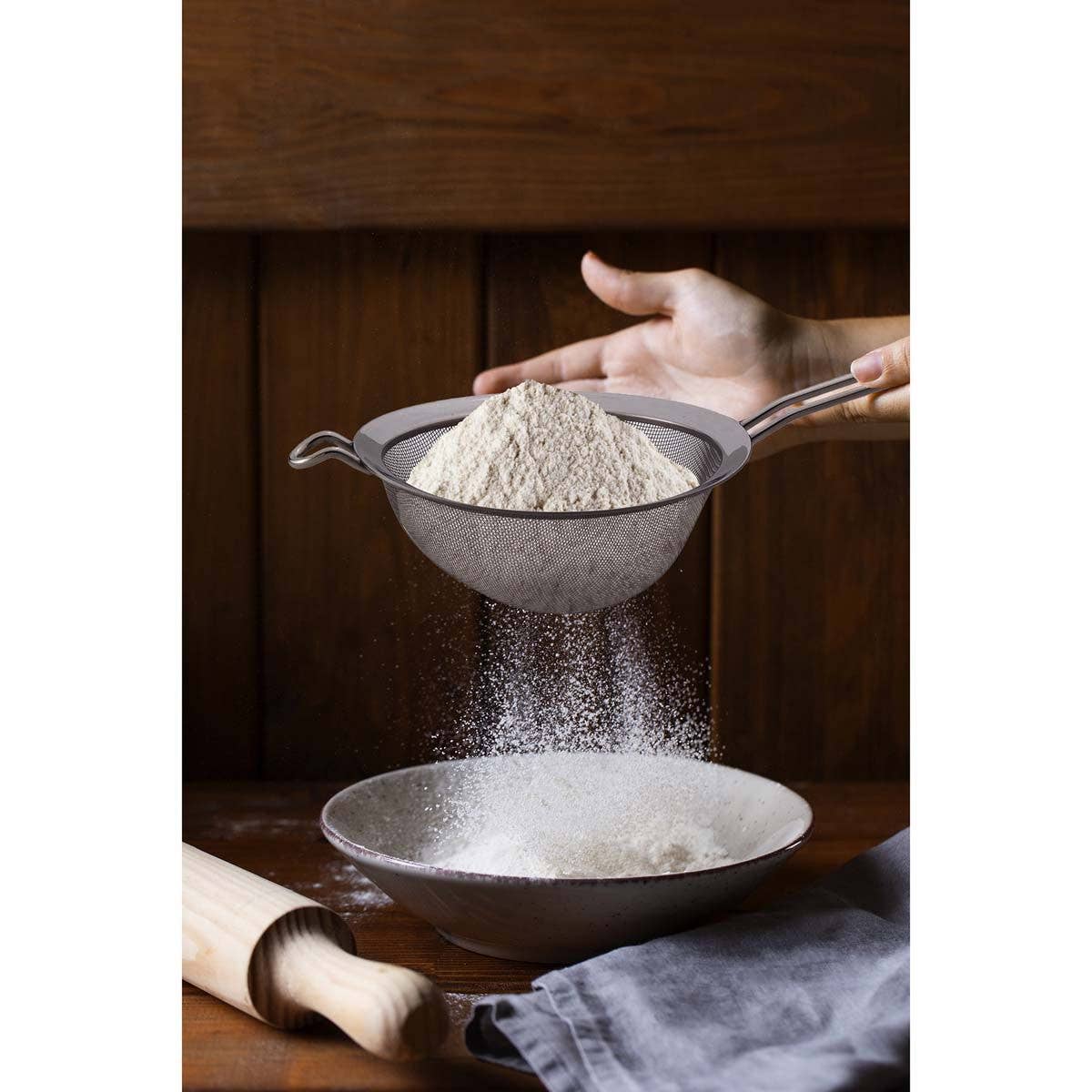 HIC Kitchen Double Mesh Strainer, 7in