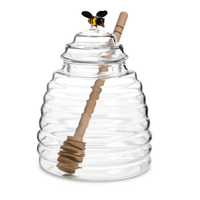 HIC Kitchen Glass Honey Jar With Lid And Honey Dipper
