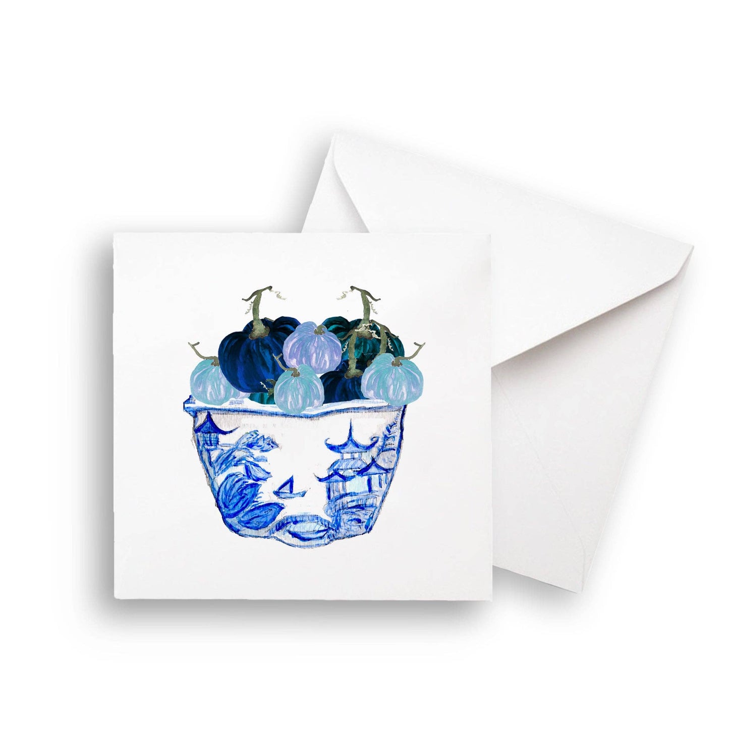 Blue & White Pot with Blue Pumpkins: Dishtowel / -