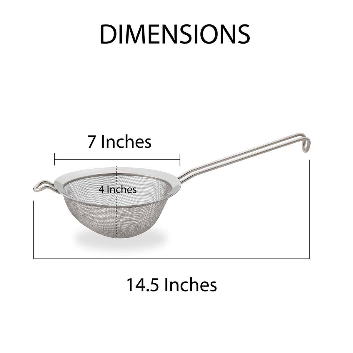 HIC Kitchen Double Mesh Strainer, 7in