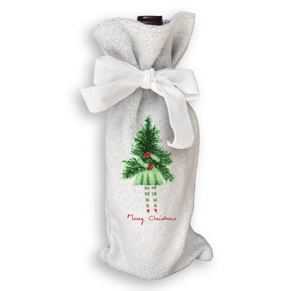 Lady with Christmas Tree: Dishtowel / Keep Words / -