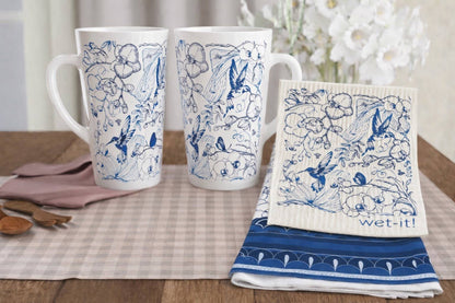 Orchid Garden Blue Swedish Cloth