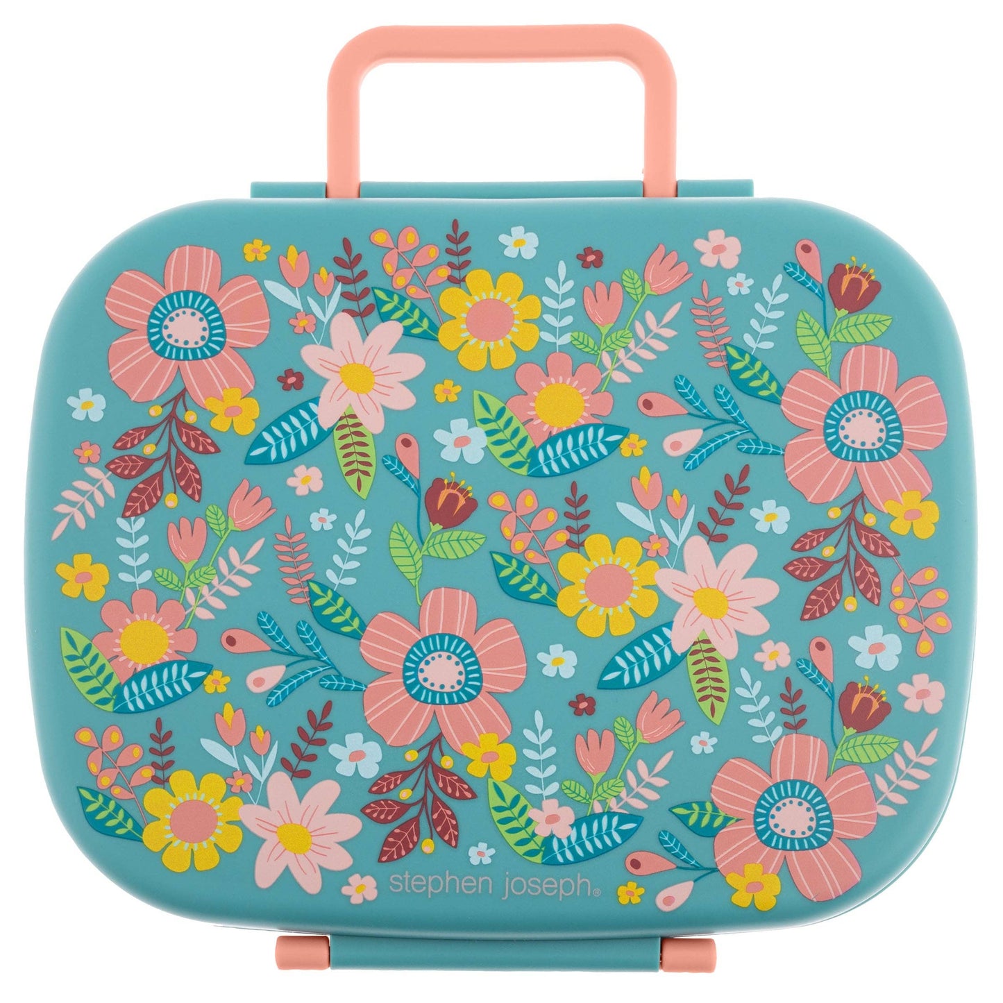 Bento Box with Removable Tray: Turquoise Floral