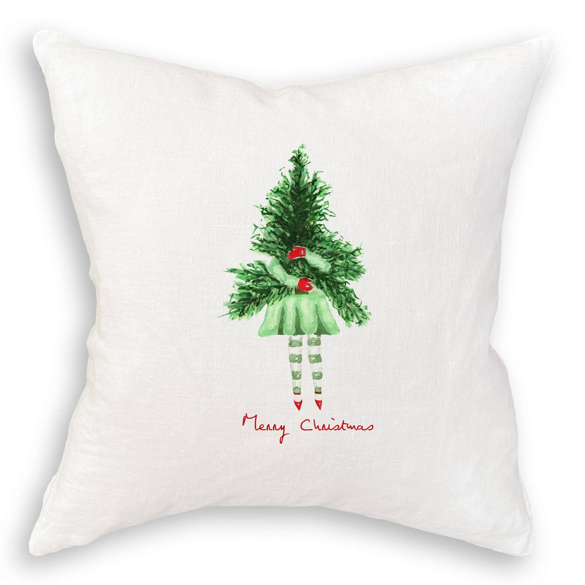 Lady with Christmas Tree: Dishtowel / Keep Words / -