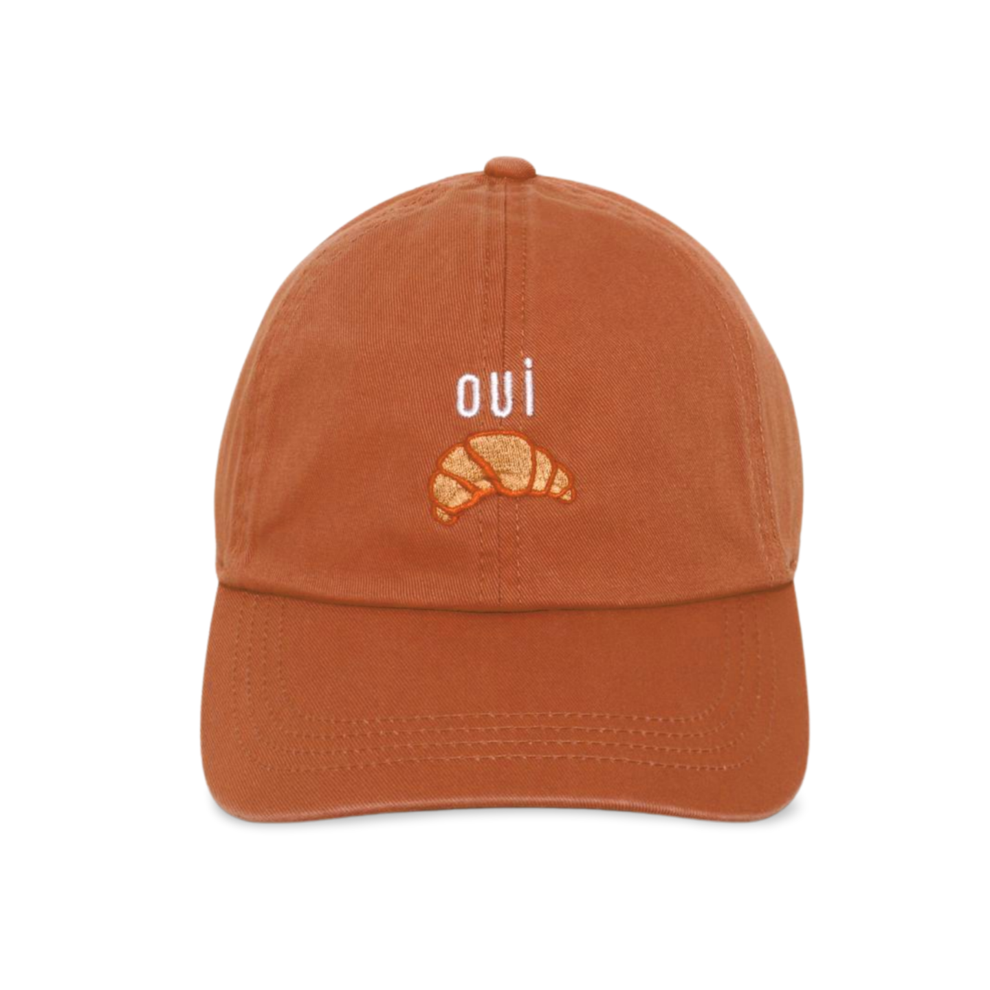 OUI CROISSANT EMBROIDERED BASEBALL CAP: Beige