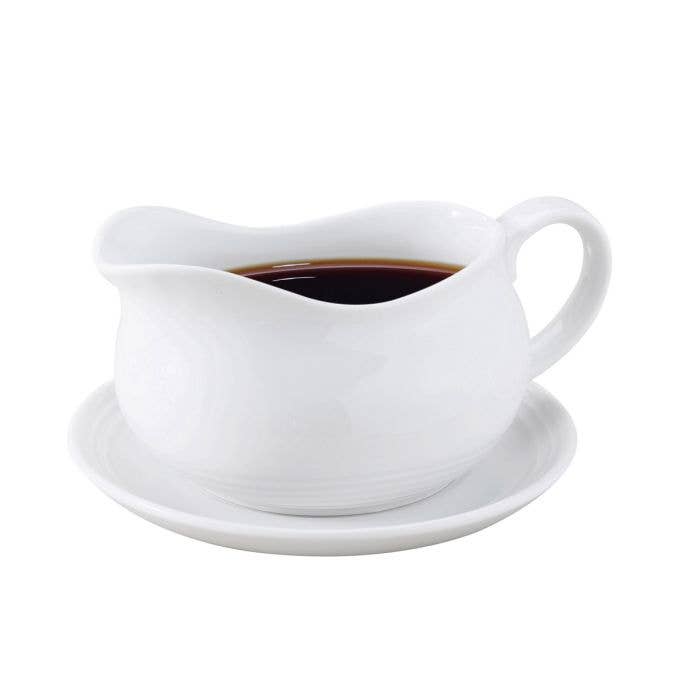 HIC Kitchen Hotel Gravy Boat With Saucer, 24oz