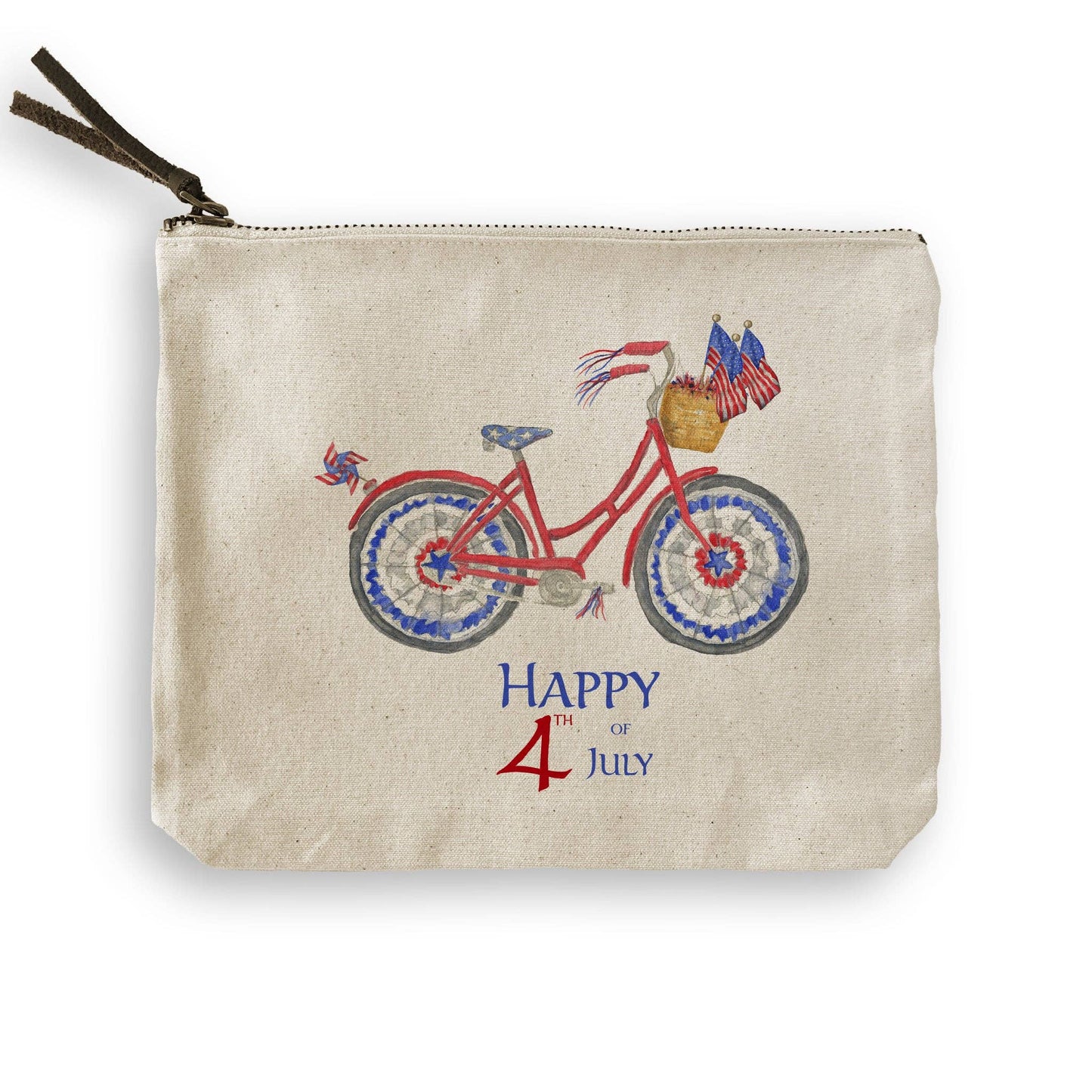 Patriotic Bike with Happy Fourth of July: Dishtowel / -