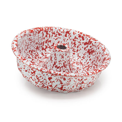 Splatter Enamelware Bundt Pan: Navy and Cream Splatter