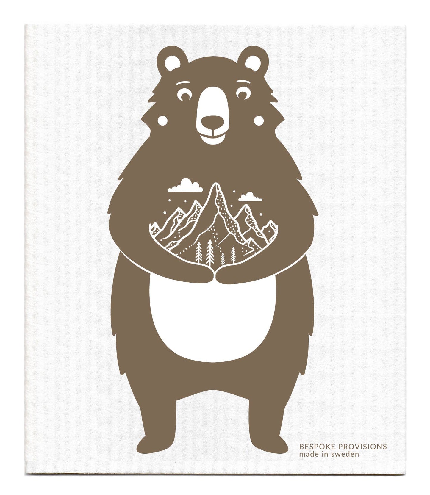 Bear w/ Mountains Swedish Dishcloth - Reusable Sponge Cloths