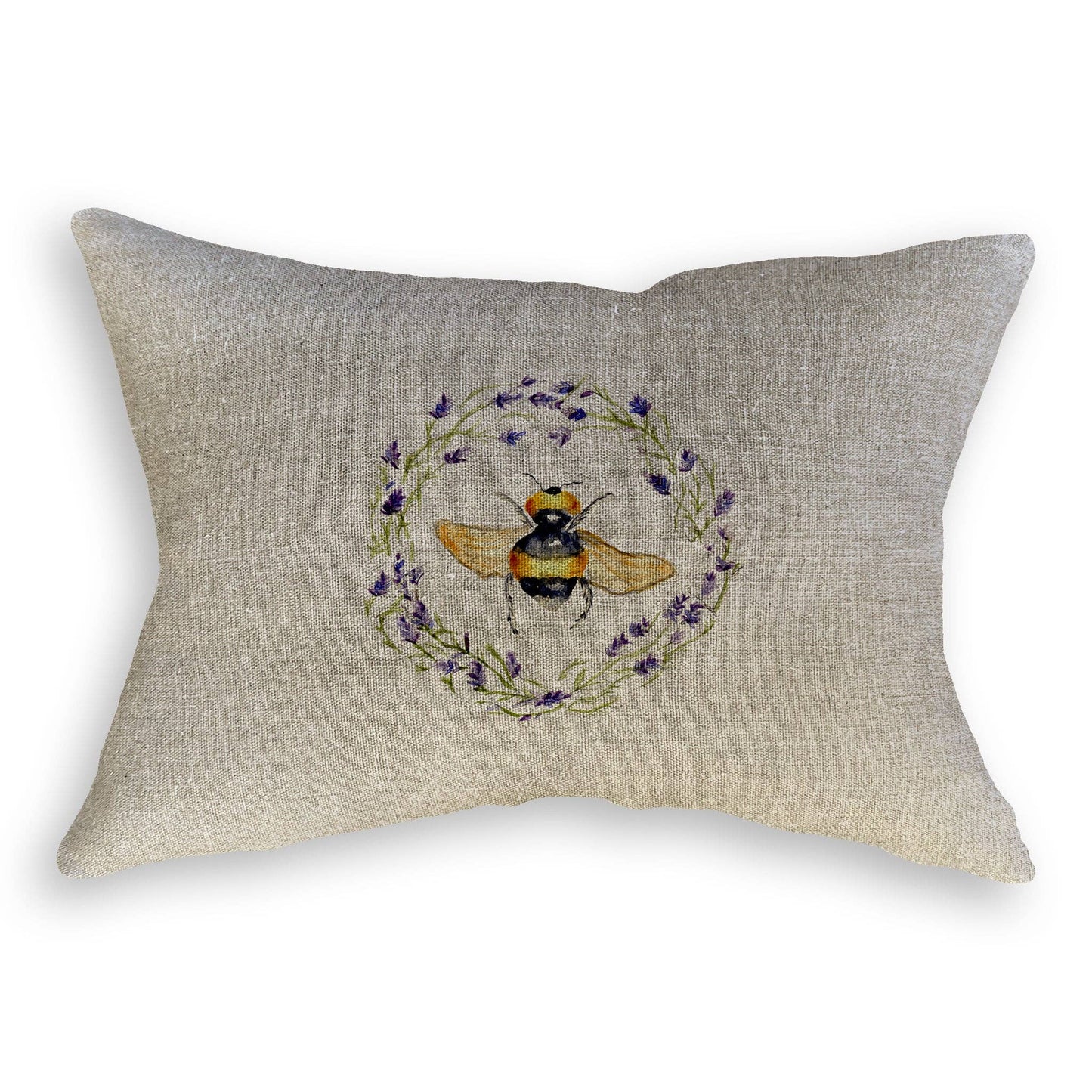 Bee with Lavender Wreath: Dishtowel / -
