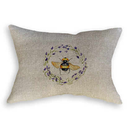 Bee with Lavender Wreath: Dishtowel / -