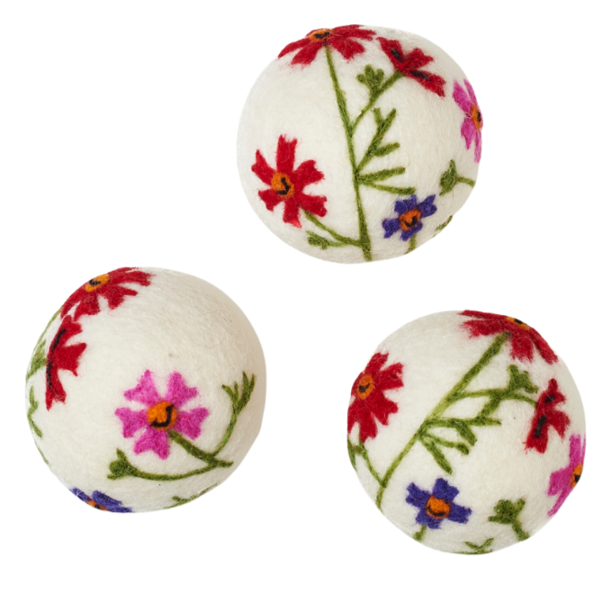 Wool Dryer Balls - Set of 3 Wildflower: Multi
