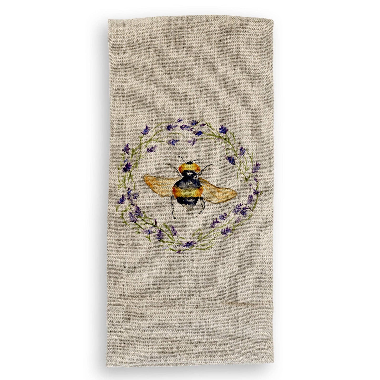 Bee with Lavender Wreath: Dishtowel / -
