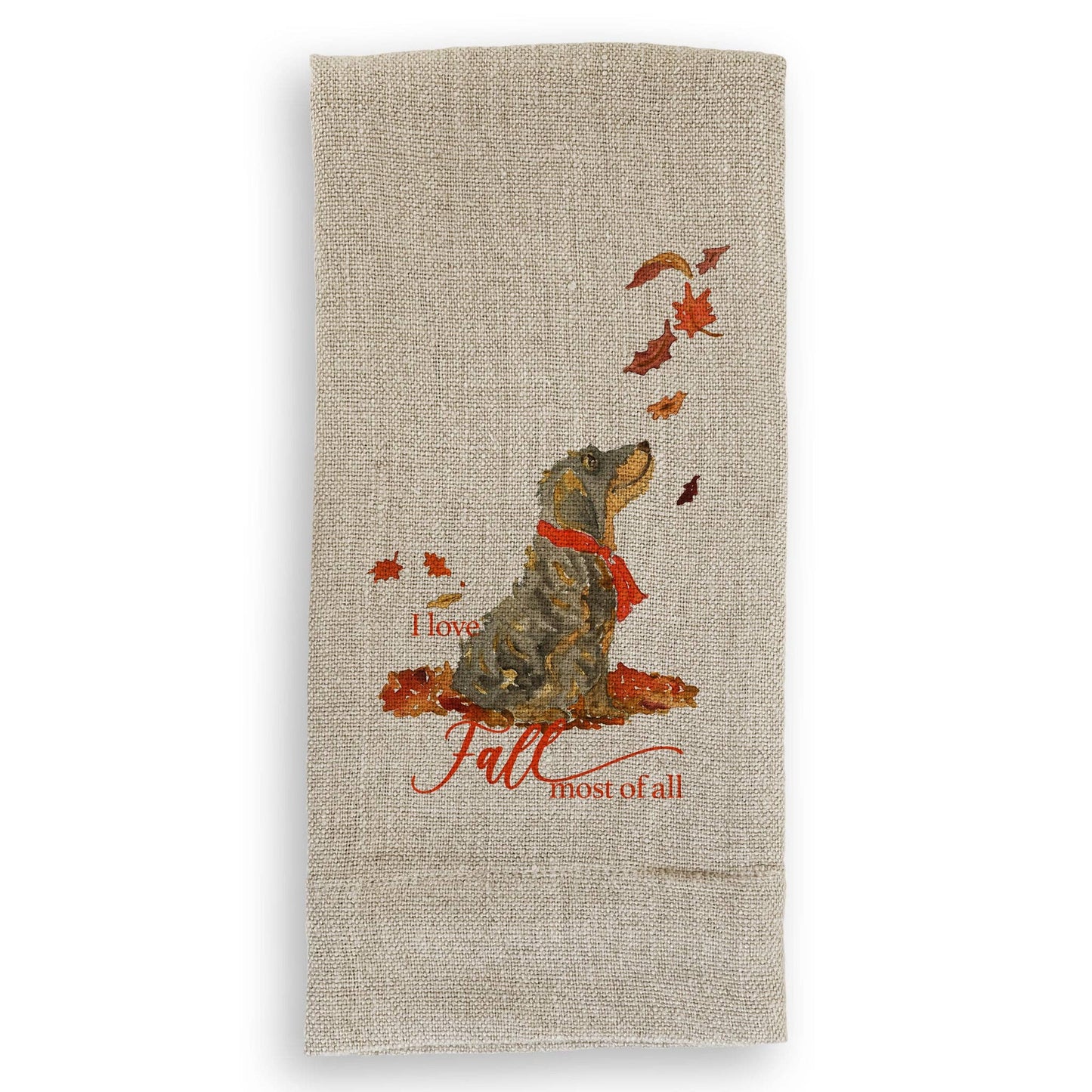 I Love Fall Dog: Dishtowel / Remove Words / -