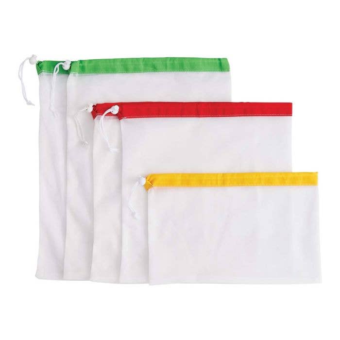 HIC Kitchen Reusable Mesh Produce Bags,  Set Of 5