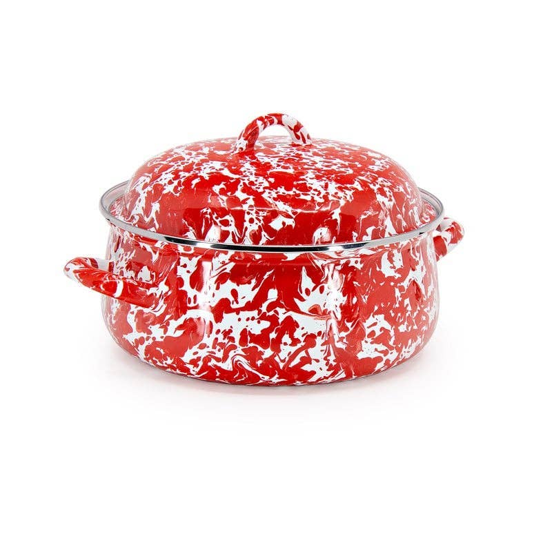 Golden Rabbit Enamelware Swirl Dutch Oven: Cobalt Swirl