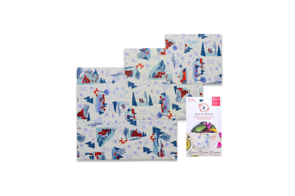 Bees Wrap Holiday 3 Pack Reusable Beeswax Wrap - Snow Day