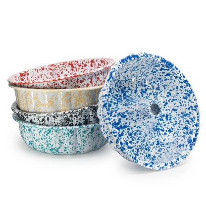 Splatter Enamelware Bundt Pan: Green and Cream Splatter