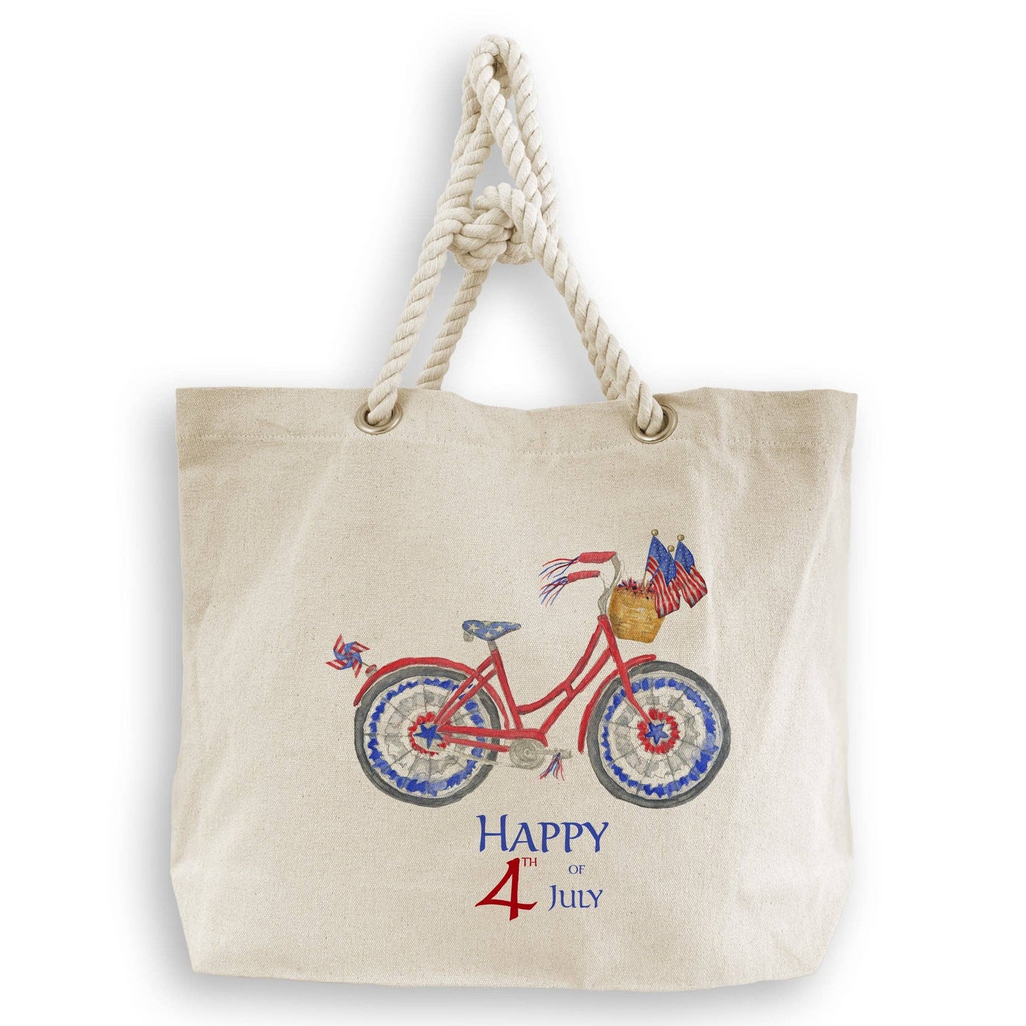 Patriotic Bike with Happy Fourth of July: Dishtowel / -