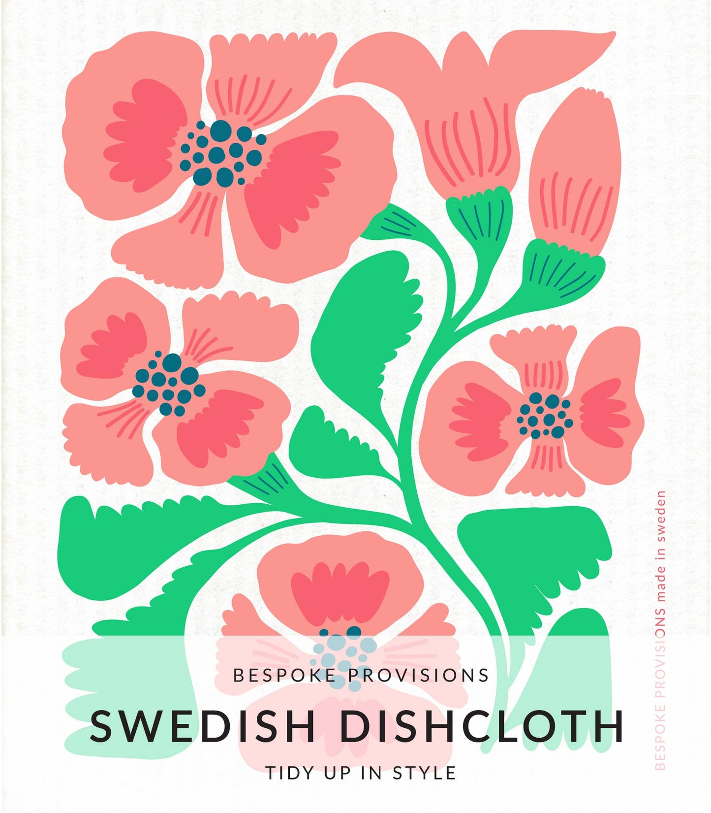 Hibiscus  Swedish Dishcloth - Reusable Sponge Cloth