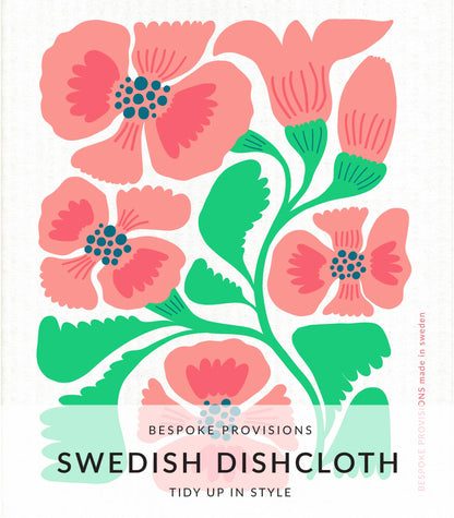 Hibiscus  Swedish Dishcloth - Reusable Sponge Cloth