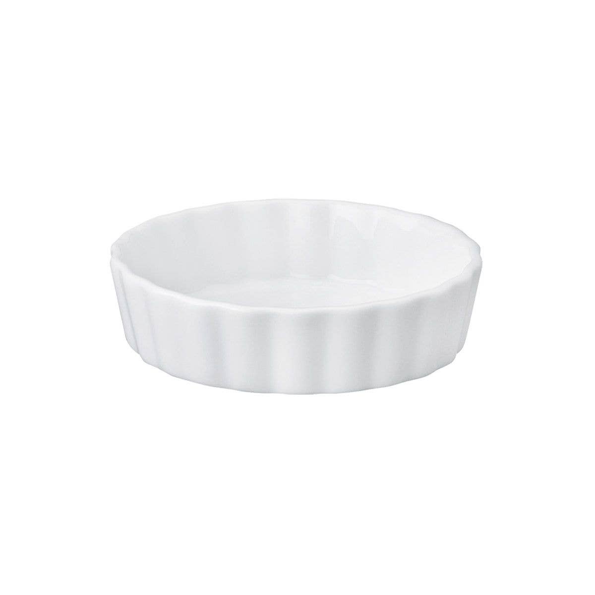 Porcelain Creme Brulee Dish – 5in Round Fluted Ramekin