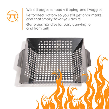 Outset Square Grill Wok, Stainless Steel, 12" x 12"